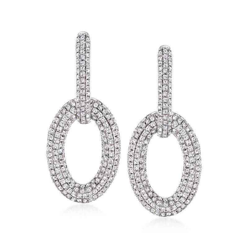 2.00 ct. t.w. Pave Diamond Oval-Link Drop Earrings in Sterling Silver image number 0