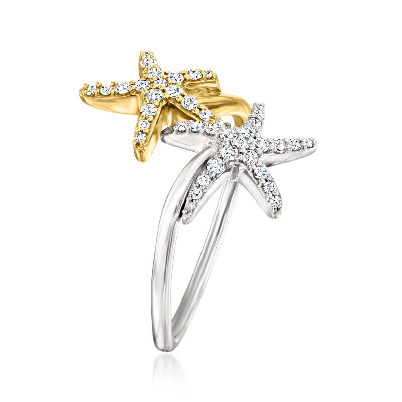 .25 ct. t.w. Diamond Double Starfish Ring in Sterling Silver and 14kt Yellow Gold image number 1