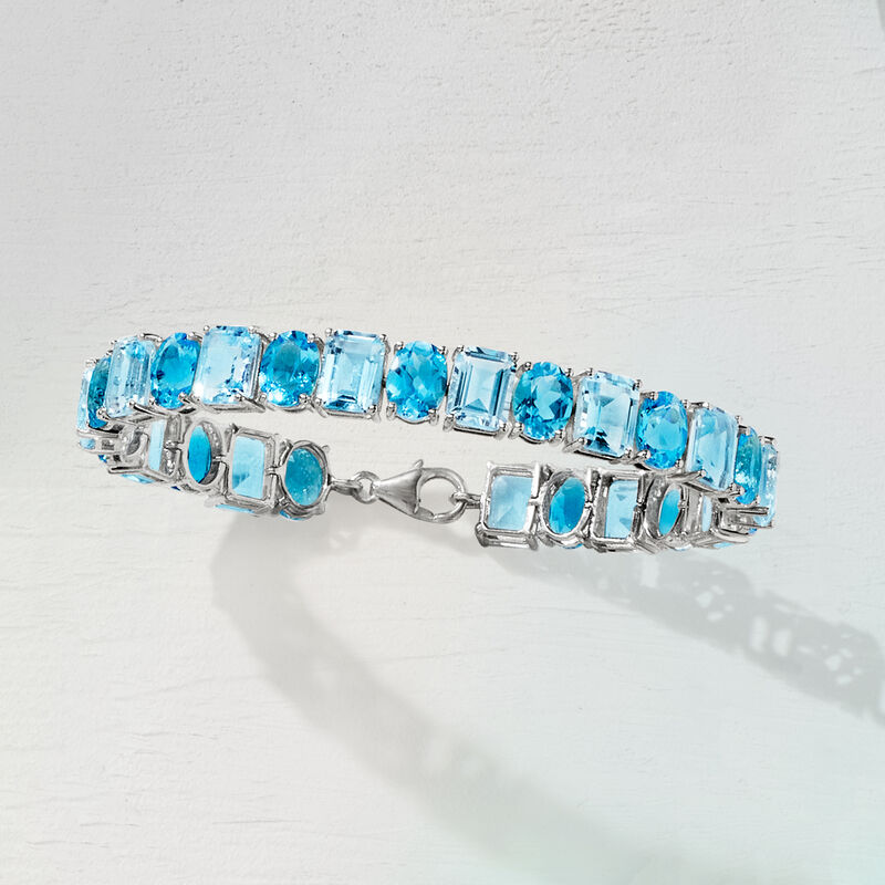 45.00 ct. t.w. Swiss and Sky Blue Topaz Bracelet in Sterling Silver image number 2