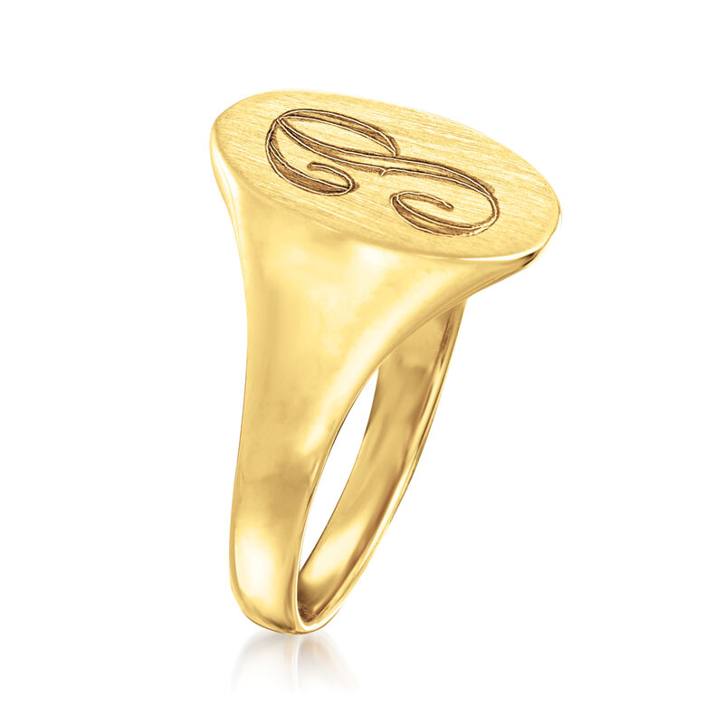 14kt Yellow Gold Personalized Oval Signet Ring image number 2