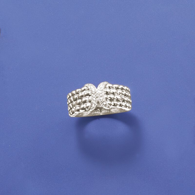 .13 ct. t.w. Diamond Quilted X Ring in Sterling Silver image number 4