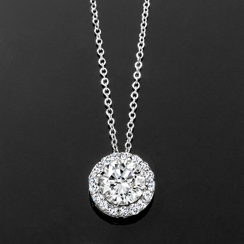 2.00 ct. t.w. Lab-Grown Diamond Halo Pendant Necklace in 14kt White Gold image number 4