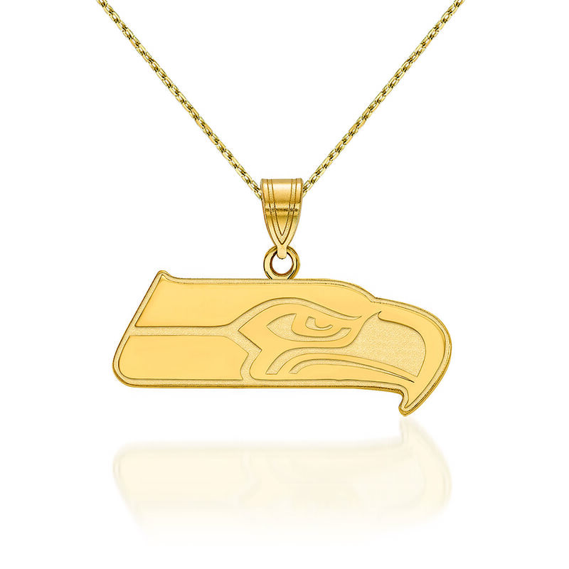 14kt Yellow Gold NFL Seattle Seahawks Pendant Necklace. 18&quot; image number 0