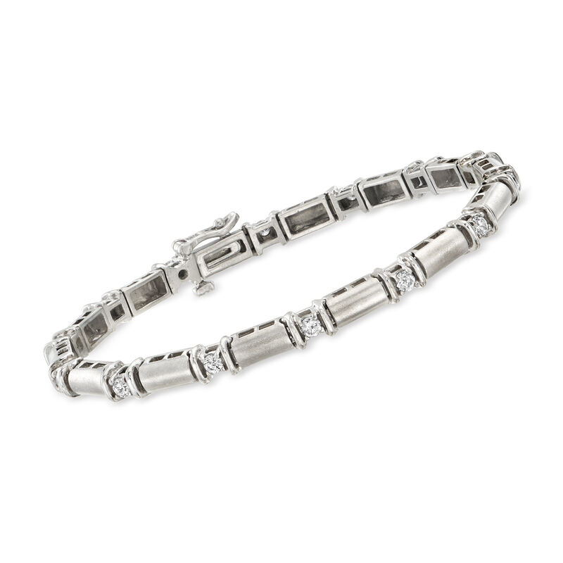 C. 2000 Vintage .85 ct. t.w. Diamond Bracelet in 14kt White Gold. 7" image number 0