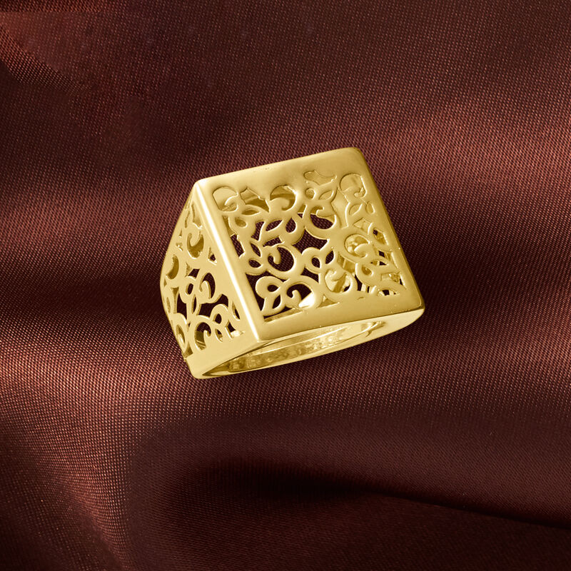 Italian 14kt Yellow Gold Filigree Square-Top Ring image number 4