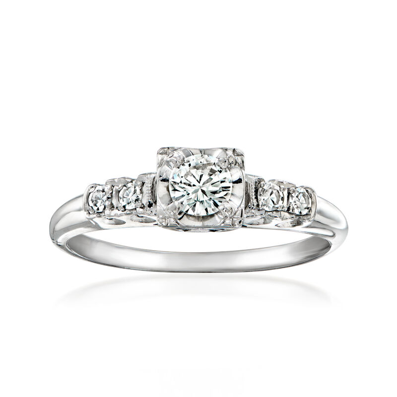 C. 1970 Vintage .35 ct. t.w. Diamond Ring in 14kt White Gold. Size 6.5 image number 0