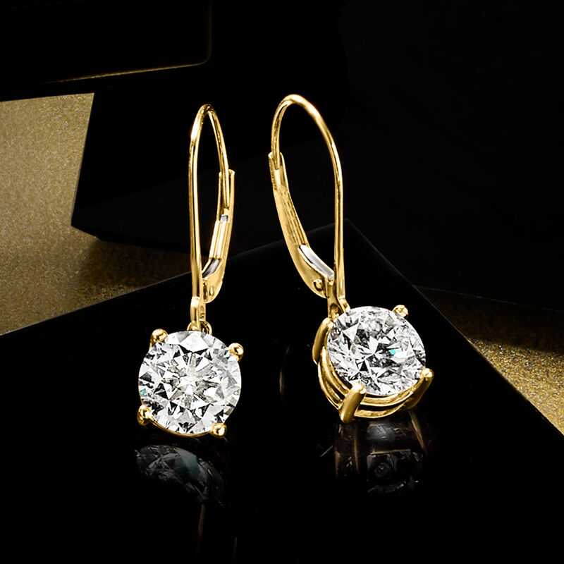 4.00 ct. t.w. Lab-Grown Diamond Drop Earrings in 14kt Yellow Gold  image number 3