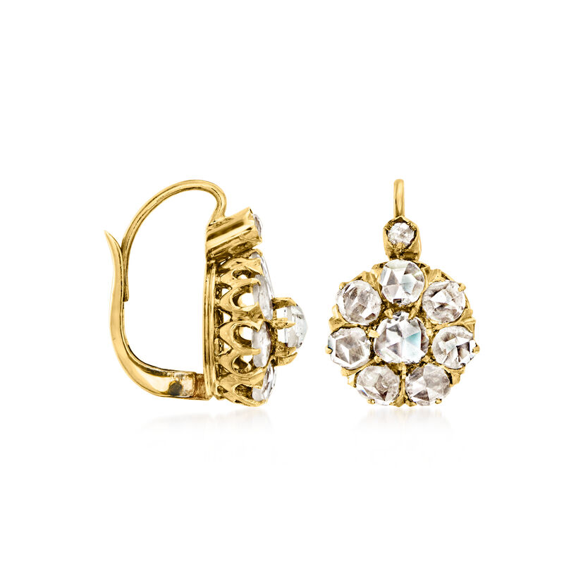 C. 1930 Vintage 1.25 ct. t.w. Diamond Flower Drop Earrings in 18kt Yellow Gold image number 2