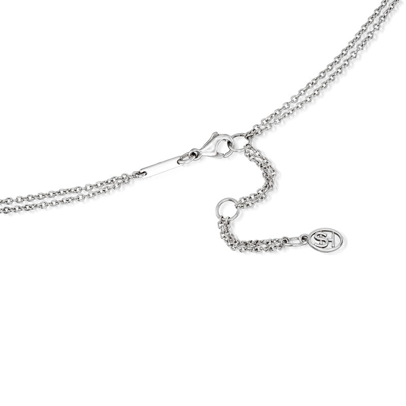 C. 1990 Vintage Stefan Hafner 10mm Cultured Pearl and 4.85 ct. t.w. Black and White Diamond Swirl Necklace in 18kt White Gold. 15&quot; image number 2