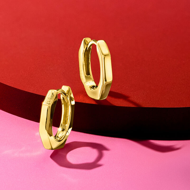 18kt Gold Vermeil Geometric Huggie Hoop Earrings. 1/2&quot; image number 2