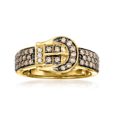Le Vian .52 ct. t.w. Chocolate Diamond Belt Ring with Vanilla Diamonds in 14kt Honey Gold