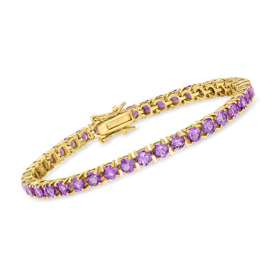 10.00 ct. t.w. Amethyst Tennis Bracelet in 18kt Gold Over Sterling