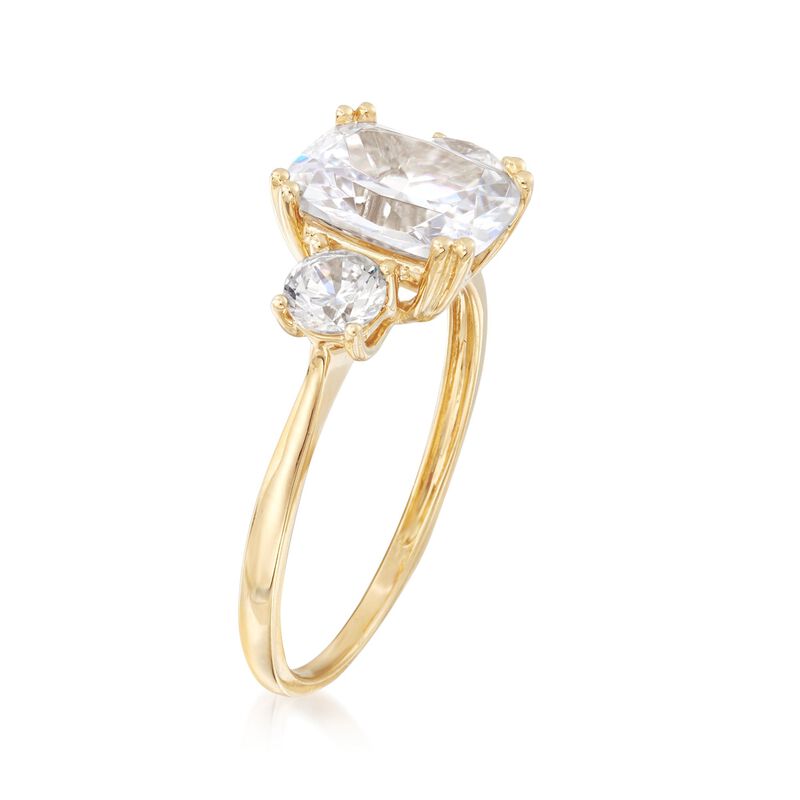 3.50 ct. t.w. CZ Three-Stone Ring in 14kt Yellow Gold image number 2