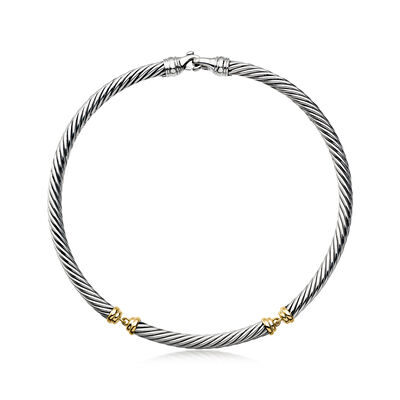 C. 1990 Vintage David Yurman Sterling Silver and 14kt Yellow Gold Collar Necklace