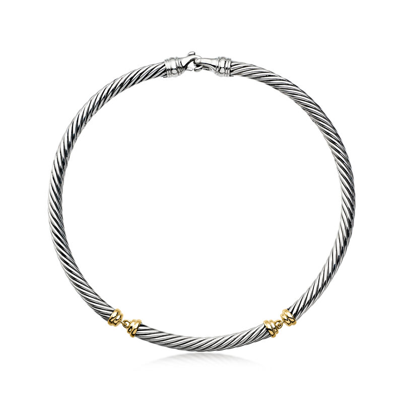 C. 1990 Vintage David Yurman Sterling Silver and 14kt Yellow Gold Collar Necklace. 16" image number 0