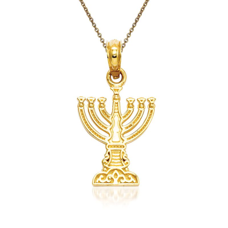 14kt Yellow Gold Menorah Pendant Necklace image number 0
