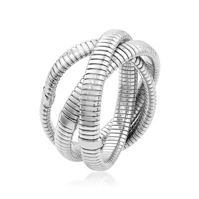 Italian Sterling Silver Interlocking Tubogas Stretch Bracelet