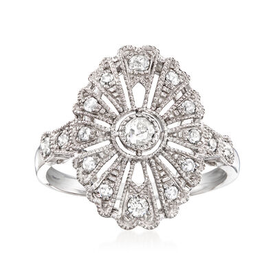C. 2000 Vintage .36 ct. t.w. Diamond Filigree Ring in Platinum