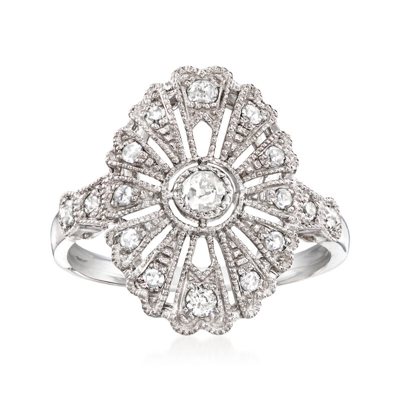 C. 2000 Vintage .36 ct. t.w. Diamond Filigree Ring in Platinum. Size 6.25 image number 0