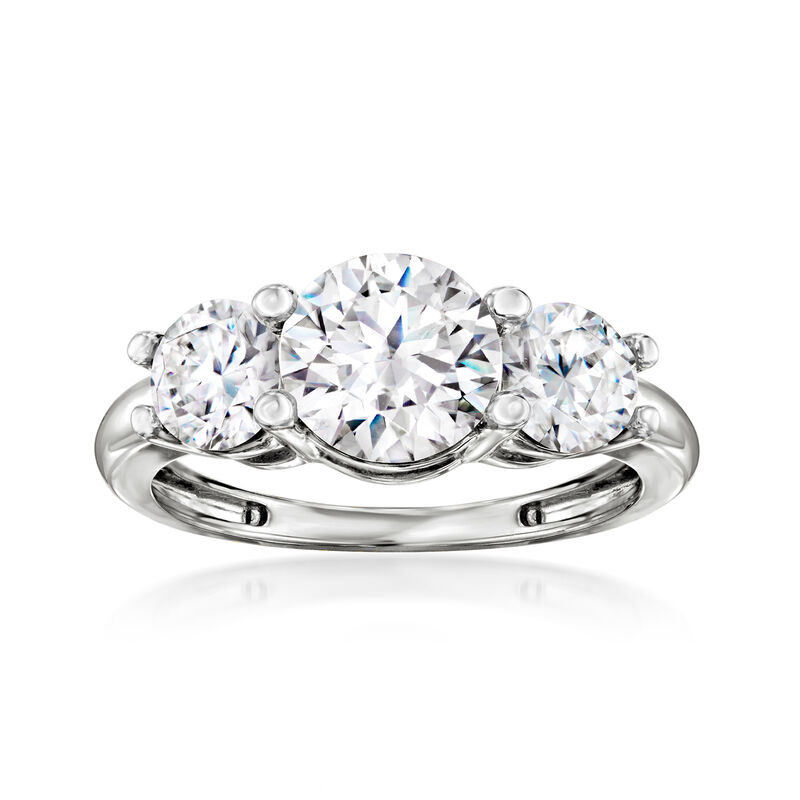 3.00 ct. t.w. CZ Three-Stone Ring in 14kt White Gold image number 0