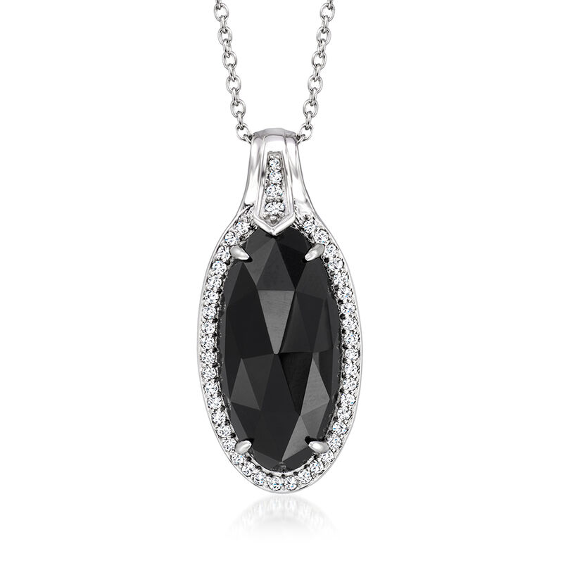 Onyx Pendant Necklace with .30 ct. t.w. White Topaz in Sterling Silver image number 0