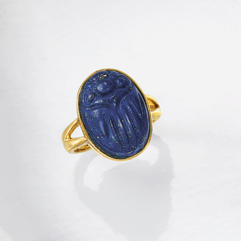 Lapis Scarab Ring in 14kt Gold Over Sterling image number 3