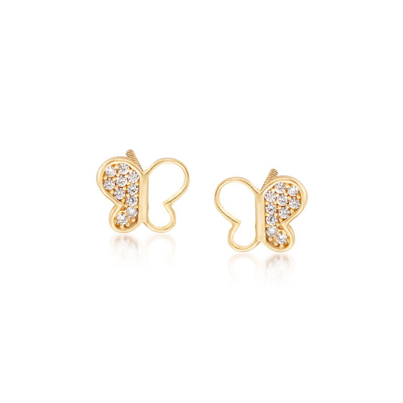 .80 ct. t.w. CZ Children's Jewelry Set: Butterfly Necklace, Earrings and Ring in 14kt Yellow Gold image number 1