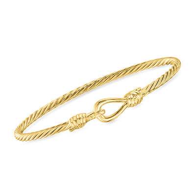 Italian 18kt Gold Over Sterling Knotted Hook Clasp Bangle Bracelet