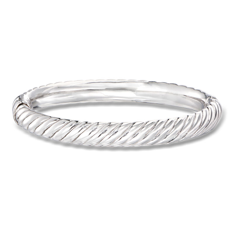 Sterling Silver Spiraled Oval Bangle Bracelet image number 0
