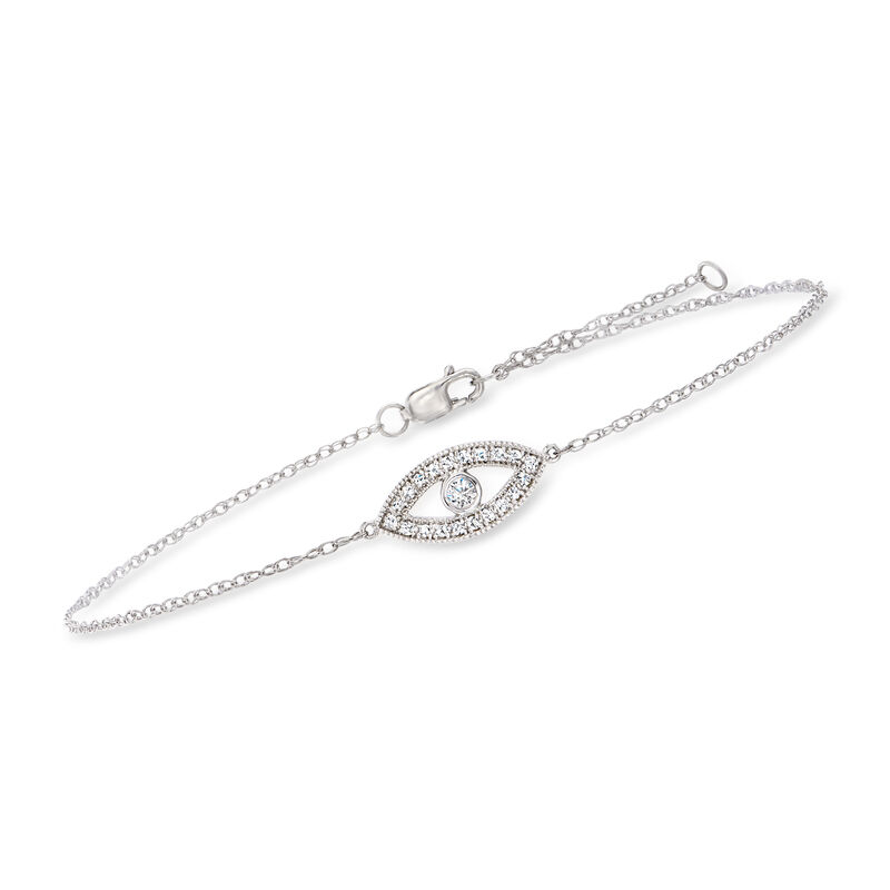 .15 ct. t.w. Diamond Evil Eye Anklet in Sterling Silver image number 2