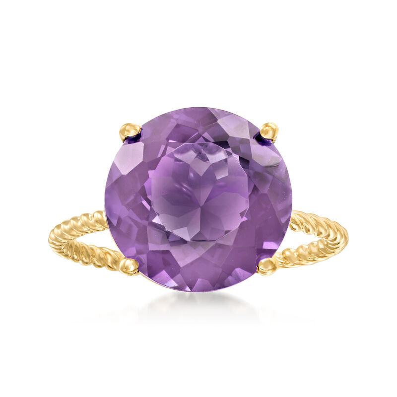 4.50 Carat Amethyst Rope Twist Ring in 14kt Yellow Gold image number 0