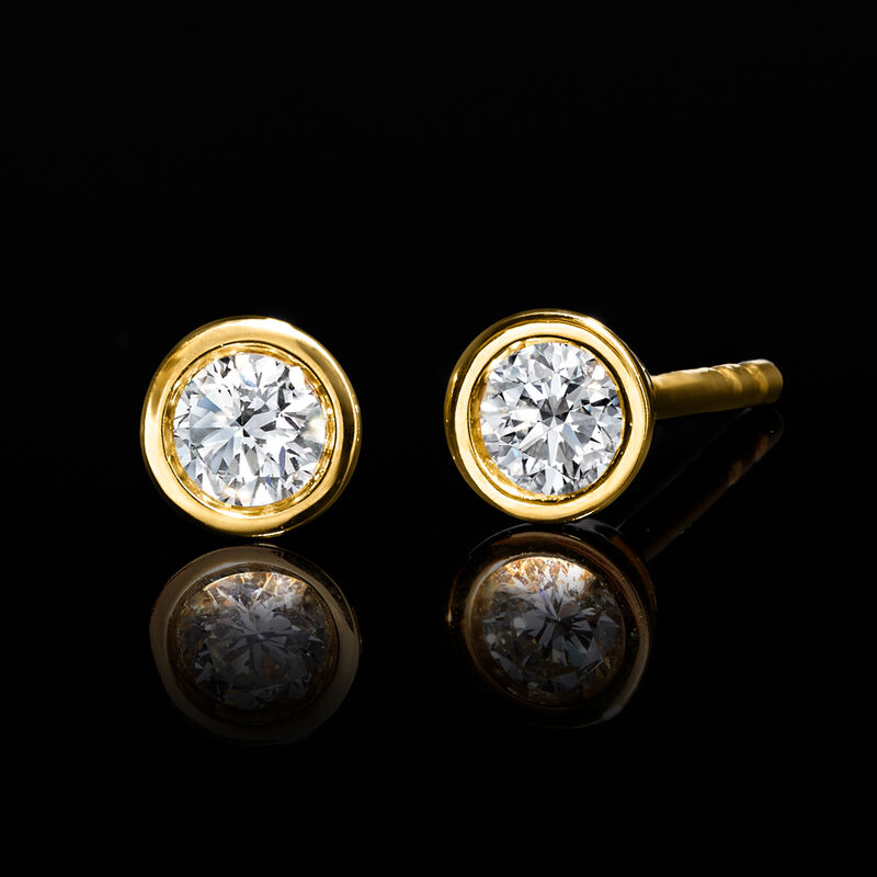 .15 ct. t.w. Bezel-Set Lab-Grown Diamond Stud Earrings in 18kt Gold Over Sterling image number 2