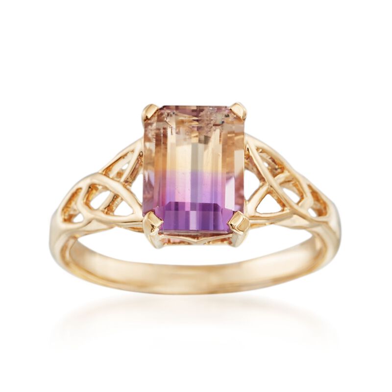1.90 Carat Ametrine Celtic Style Ring in 14kt Yellow Gold image number 0