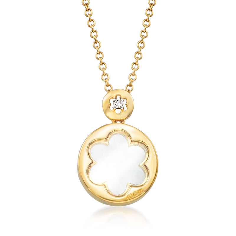 C. 2000 Vintage Giantti 18kt Yellow Gold Flower Pendant Necklace with Diamond Accent. 15.75&quot; image number 1