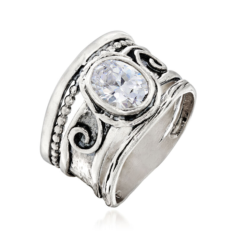 1.25 Carat CZ Scrollwork Ring in Sterling Silver image number 2