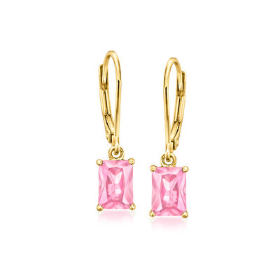 2.00 ct. t.w. Lab-Grown Pink Sapphire Drop Earrings in 18kt Gold Over Sterling