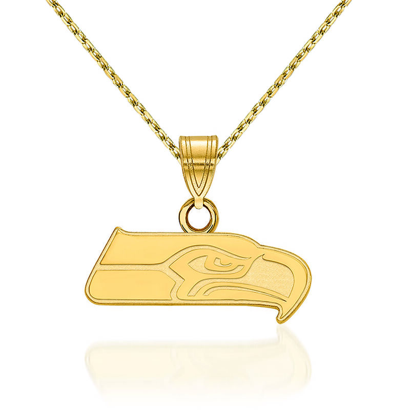 14kt Yellow Gold NFL Seattle Seahawks Pendant Necklace. 18&quot; image number 0