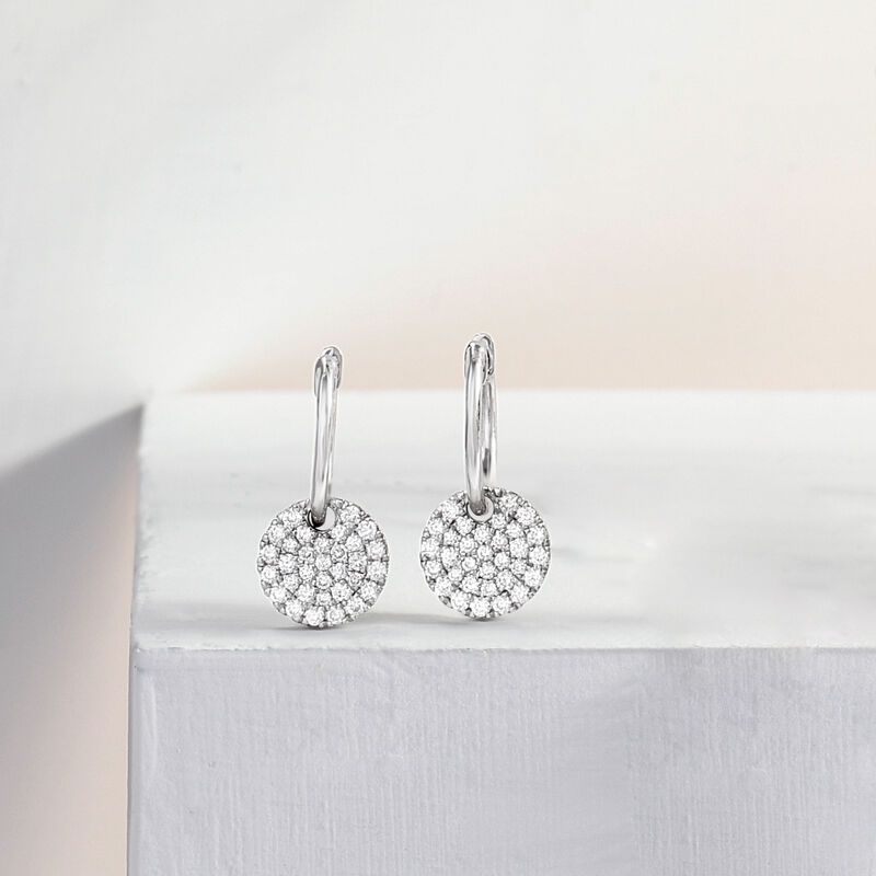 Gabriel Designs .48 ct. t.w. Diamond Disc Hoop Drop Earrings in 14kt White Gold  image number 2