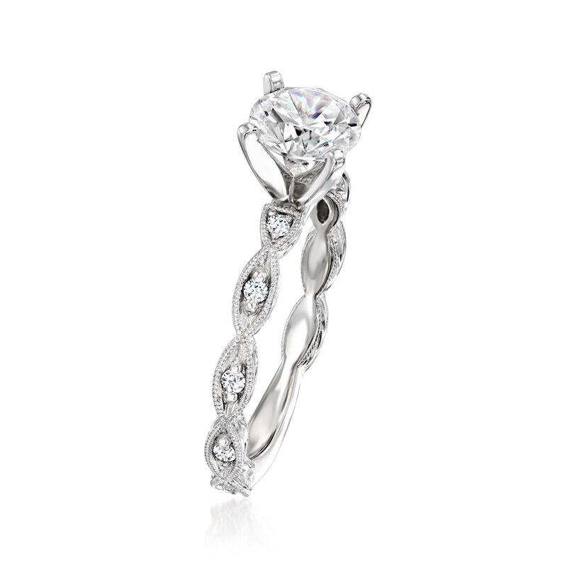 Gabriel Designs .12 ct. t.w. Diamond Engagement Ring Setting in 14kt White Gold. Size 6.5 image number 2