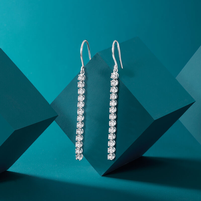 .50 ct. t.w. Diamond Linear Drop Earrings in Sterling Silver image number 2