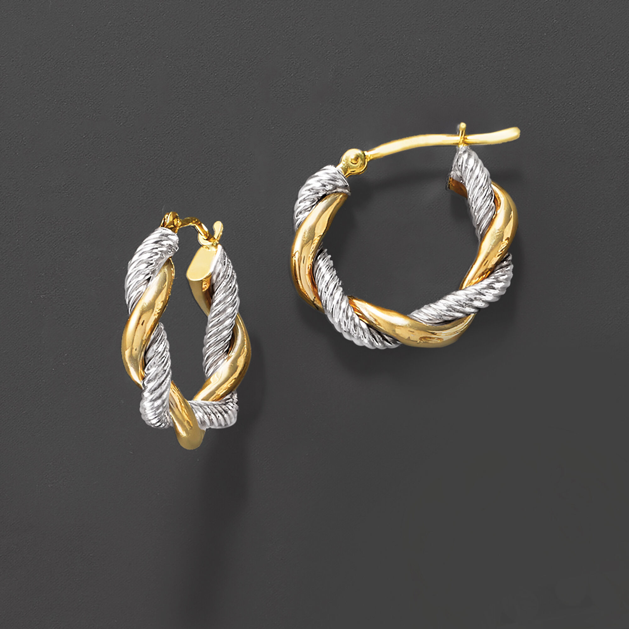 Two tone gold and silver earrings cheap