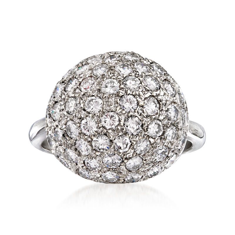C. 1980 Vintage 2.25 ct. t.w. Diamond Ball Ring in Platinum image number 0