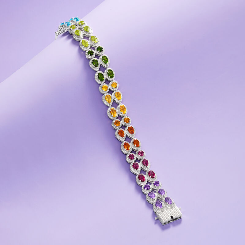 14.70 ct. t.w. Multi-Gemstone Bracelet in Sterling Silver image number 3