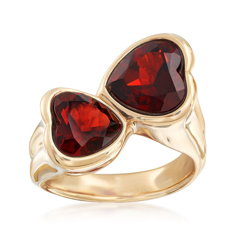 5.90 ct. t.w. Garnet Heart Bypass Ring in 14kt Yellow Gold image number 0