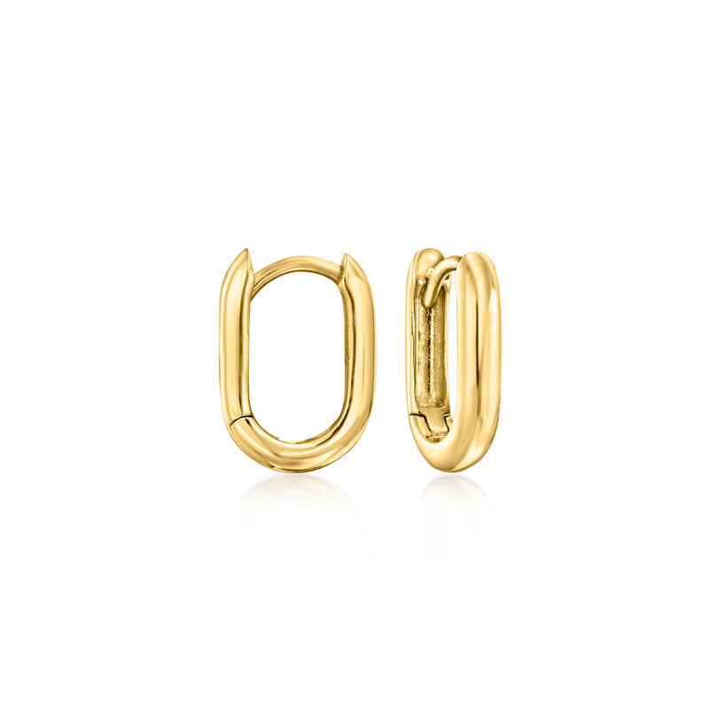 14kt Yellow Gold Paper Clip Link Huggie Hoop Earrings image number 0