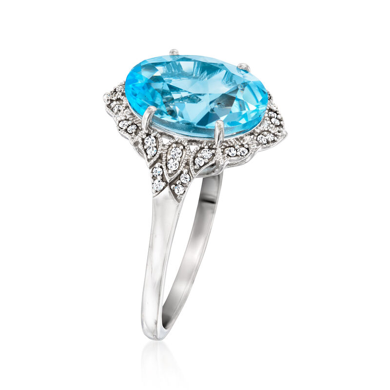 6.50 Carat Sky Blue Topaz Ring with .13 ct. t.w. Diamonds in 14kt White Gold image number 1
