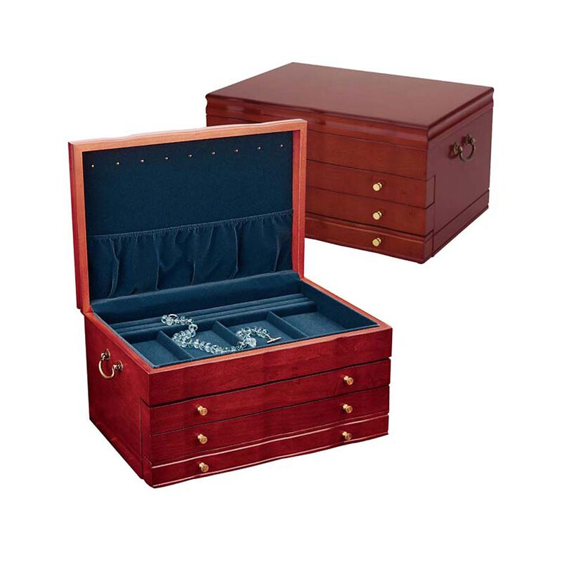 Reed & Barton &quot;Athena&quot; Three-Drawer Cherry Finish Jewelry Box image number 0