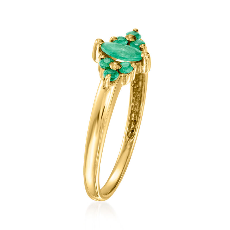 C. 1980 Vintage .43 ct. t.w. Emerald Ring in 18kt Yellow Gold. Size 6.5 image number 2
