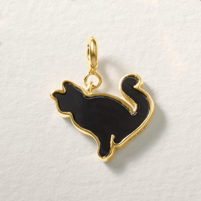 Onyx Cat Charm in 18kt Gold Over Sterling  image number 4