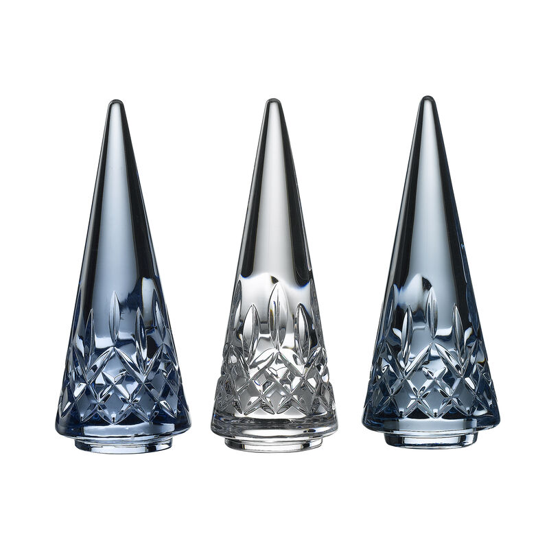 Waterford Crystal Set of 3 Lismore Blue Ombre Christmas Trees image number 0